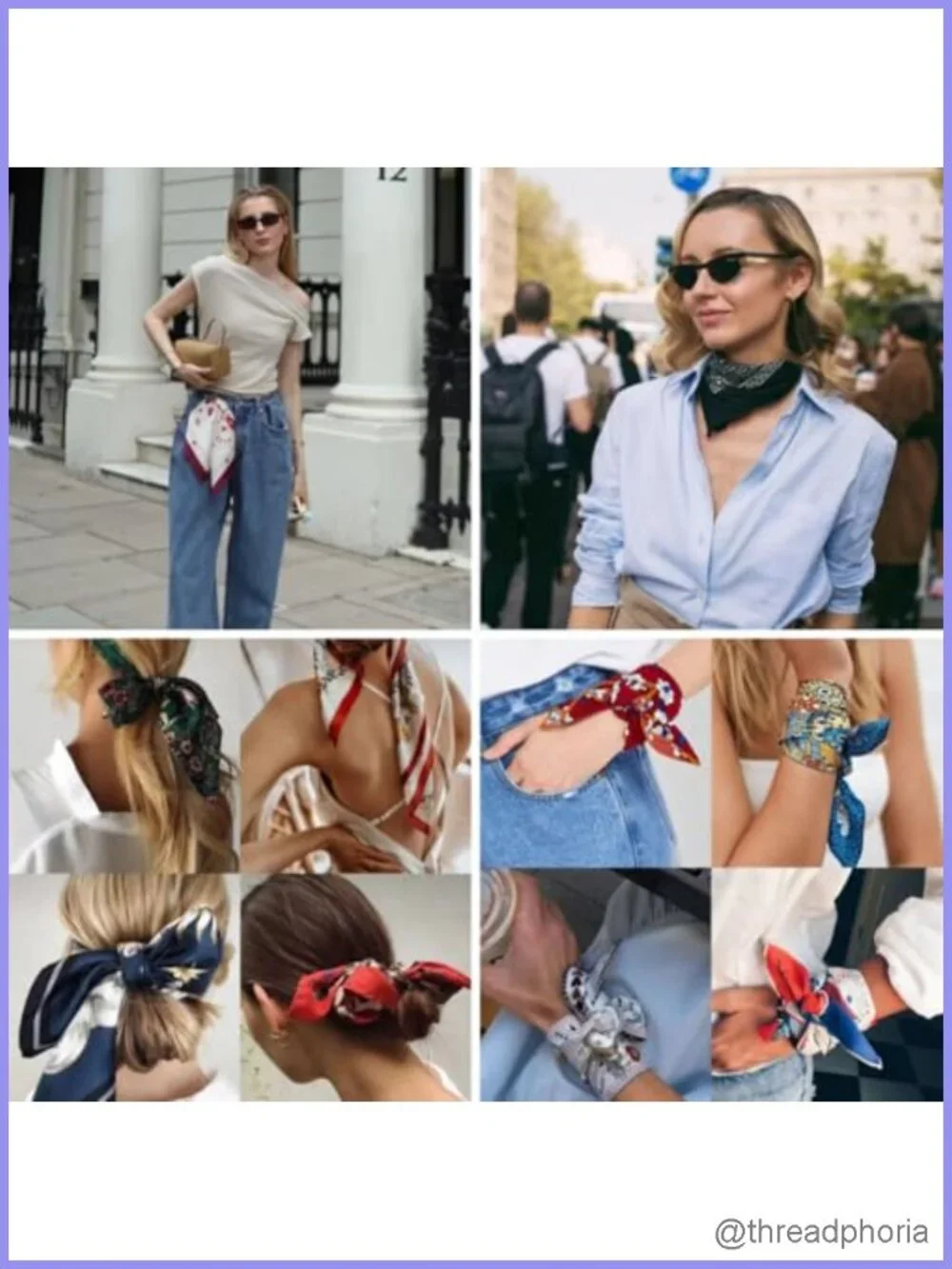 Silky Square Head Scarf Bandana - Lightweight Polyester Twilly Hair Wrap